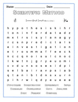 Preview of Science Word Search: Scientific Method FREE Middle School