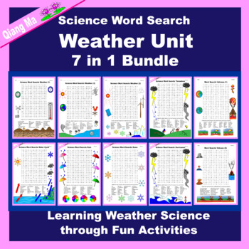 Preview of Science Word Search: Weather Unit 7 in 1 Bundle