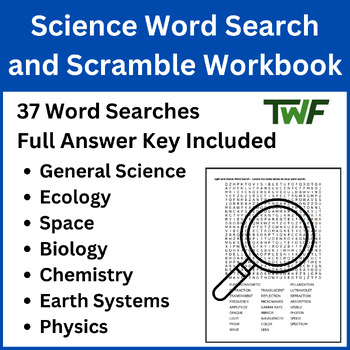 Preview of Science Word Search Workbook - 37 Word Search Science Topics