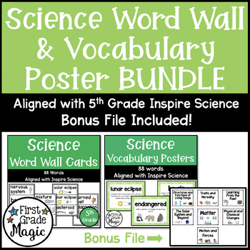 Science Word Wall Cards and Vocabulary Poster Bundle 5th Grade | TpT