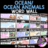 Ocean Animals Unit: Ocean Animals Themed Word Wall - 61 Vo