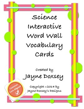 Preview of Science Word Wall Vocabulary Cards
