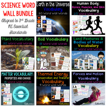 Preview of 3rd Grade Science Word Wall with Student Vocabulary Pages