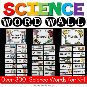 Science Word Wall for Kindergarten and First Grade by Stephanie Trapp