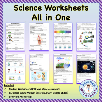 Preview of Science Worksheets All in One | Printables & Distance Learning