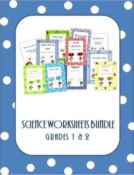 Preview of Science Worksheets Bundle for Grade 1 and 2 /Distance Learning