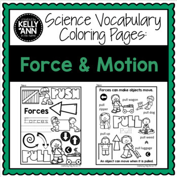 Preview of Science Worksheets, Force and Motion Worksheets, Push/Pull Vocabulary Printables