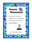 Science Worksheets: Significant Figures, Ions Naming and more
