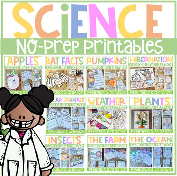 Preview of Kindergarten Science No Prep Worksheet and Printable Activity Bundle