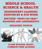 Science and Health "NO PREP" Sub Resources and Independent