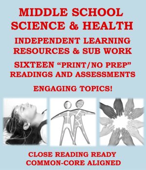 Preview of Science and Health "NO PREP" Sub Resources and Independent Assignments (Gr. 5-8)