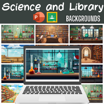 Preview of Science and Library Backgrounds for Google Slide and PowerPoint 16x9 Slides -