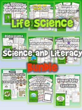 Preview of Life Science Bundle: Science and Literacy (9 Lesson Sets) (TEKS & NGSS)