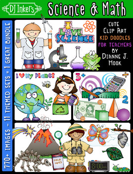 Preview of Science and Math Kids Clip Art Collection for Teachers - 11 Download Bundle