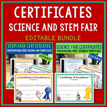 Preview of Science and STEM Engineering Fair Award Certificates | Editable Bundle