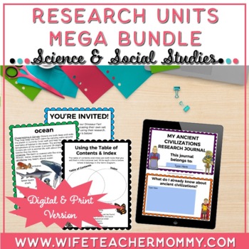 Preview of Science and Social Studies Research Units Mega Bundle (Digital & Print)