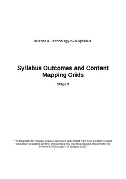 Preview of Science and Technology K-6 Syllabus (2017) Stage 3 mapping grid of outcomes