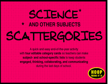 Preview of Science (and other subjects) Scattergories End of Year Game