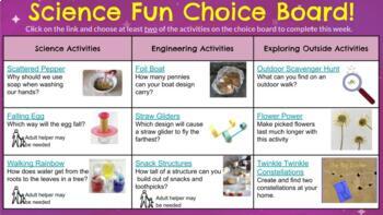 Preview of Science at Home Choice Board *Good For Distance Learning*