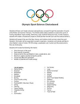 Preview of Science behind Olympic Sports Choiceboard Research Project