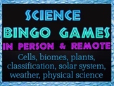 Science bingo games (remote and in person versions of each)