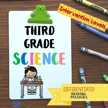 Preview of Third Grade Science Reading Passages & Questions for Struggling Readers