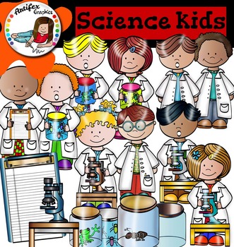 Preview of Science kids clip art - Color and black/white- 58 items!