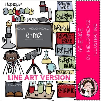 Preview of Science lab clip art - LINE ART- by Melonheadz