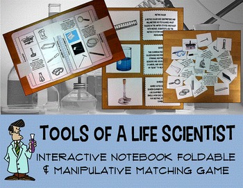 Preview of Science lab tools interactive notebook foldable manipulative middle school