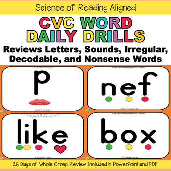 Preview of Science of Reading Aligned CVC Words Digital Daily Drills