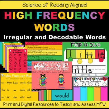 Preview of Science of Reading Aligned High Frequency Heart Words Bundle Digital and Print