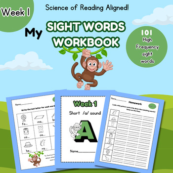 Preview of Science of Reading Aligned Sight Words Phonic Worksheets Kindergarten