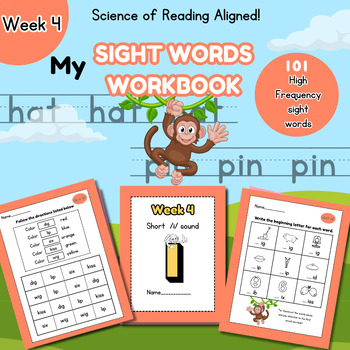 Preview of Science of Reading Aligned Sight Words Phonic Worksheets Kindergarten Week 4