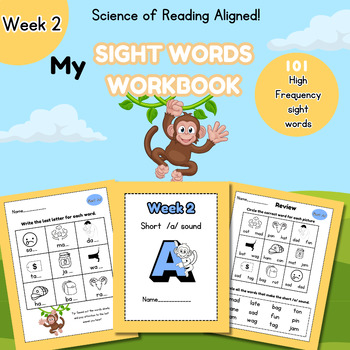Preview of Science of Reading Aligned Sight Words Phonic Worksheets Kindergarten Week 2