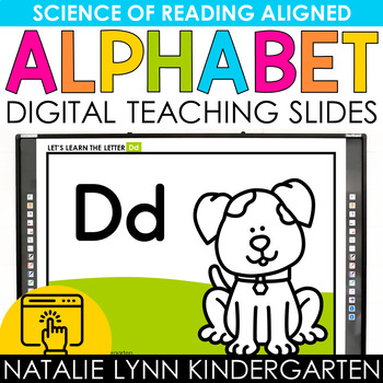 Preview of Science of Reading Alphabet Digital Teaching Slides for Letters + Letter Sounds