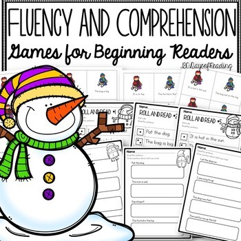 Preview of January CVC Winter Snowman Comprehension and Fluency Activities Worksheets