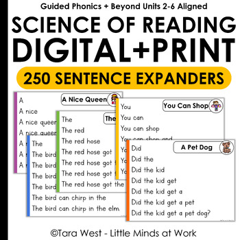Preview of Science of Reading Sentence Expanders DIGITAL + PRINT Fluency Sentence Pyramids