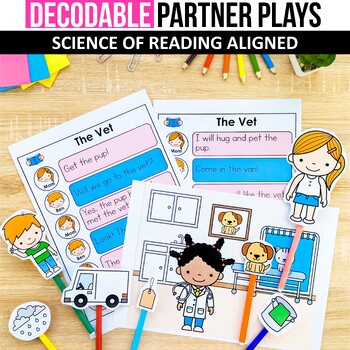 Preview of Science of Reading Decodable Partner Plays Readers Theater Passages Sentences