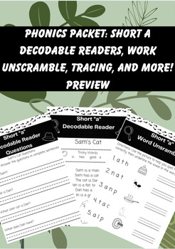 Preview of Science of Reading: Decodable Reader Packet Preview (short "a")