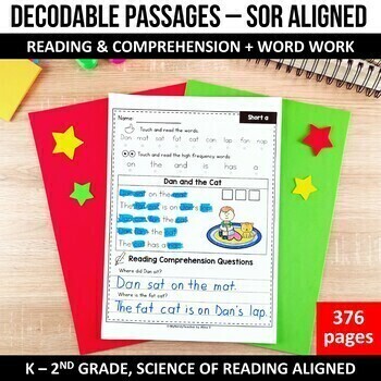 Preview of Science of Reading Decodable Reader Passage Comprehension and Questions Fluency