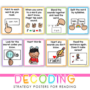Preview of Science of Reading - Decoding Reading Strategy Posters + One Pager