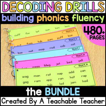 Preview of Phonics Decoding Drills Sheets Practice Worksheets One Syllable Words 1st Grade