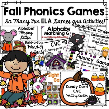 Preview of Science of Reading Halloween and Fall Activities for Phonics and Fluency BUNDLE