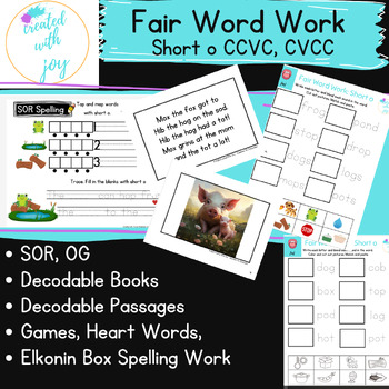 Preview of Science of Reading OG Short o CVC, CCVC Word Work Decodables Games Heart Words