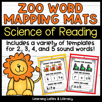Preview of Science of Reading Orthographic Word Mapping Mats Zoo Theme Sound Symbol Mapping