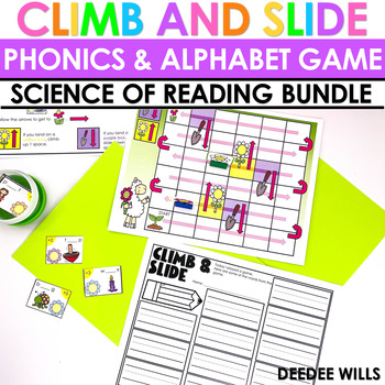 Preview of Science of Reading Phonics Game and Alphabet Game | Climb and Slide Game BUNDLE