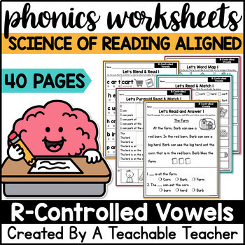 Preview of Science of Reading R-Controlled Vowels Worksheets Decodables Literacy Centers