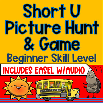 Preview of Short U  Picture Hunt and Game Beginner Level & Easel w/Audio