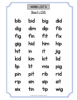 Science of Reading Short a & Short i Word Lists : Free Phonics & Orton