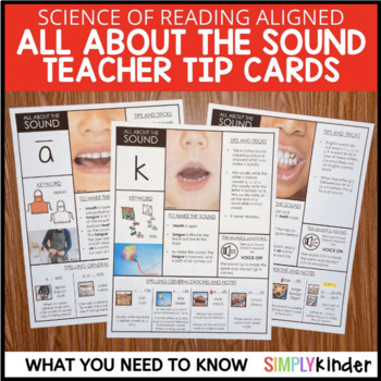Preview of Science of Reading Sound Teacher Tip Cards for Lesson Plans and Instruction